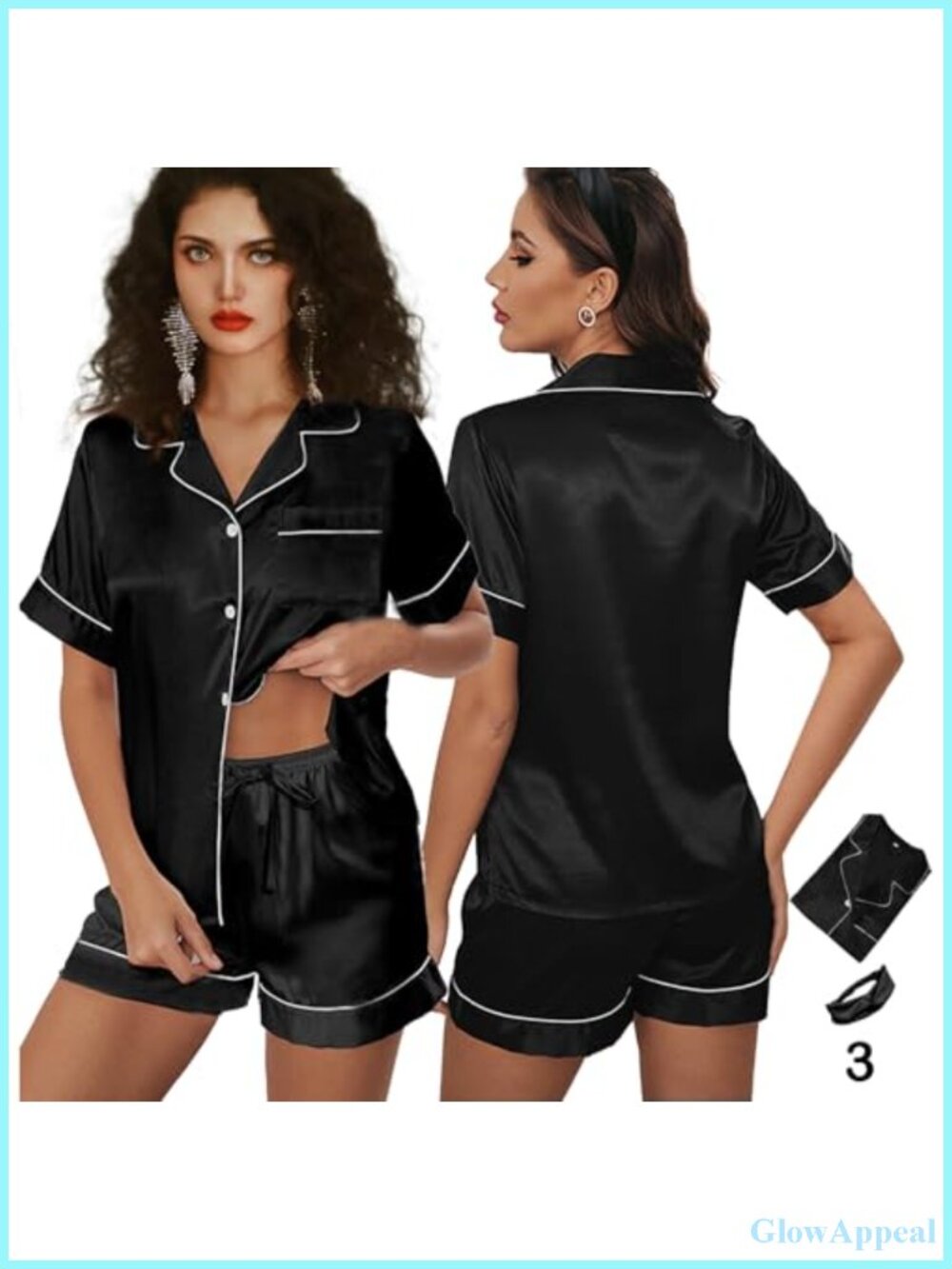 Womens Satin Pajama Set Short Sleeve Sleepwear Loungewear Bride Gift